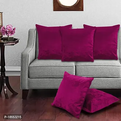 AWANI TRENDS Cushion Covers|Sofa Cushion Sofa Pillows for Home Decor Soft Velvet Fabric Cushion Cover Set of 5(16 x 16 Inch) (Pink)
