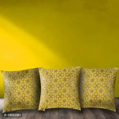 AWANI TRENDS Cushion Covers Set Sofa Cushion Designer Decorative Throw Pillow/Cushion Covers Set of 5 (16 x 16 Inch) Yellow-thumb3