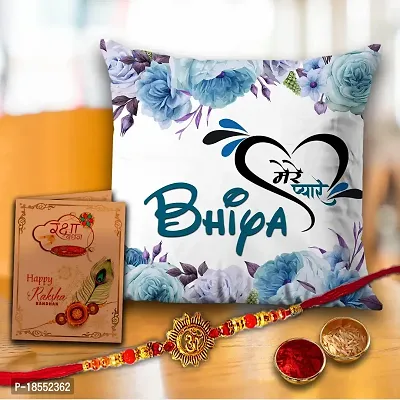 AWANI TRENDS Rakhi?Gift for Brother/Bhaiya/Bhai | Rakhsha Bandhan Gifts | Special Rakhi Gift for Brother| Birthday Combo Gift | ???? ?????? Bhaiya Printed Cushion, Greeting Card, Rakhi, Roli Chawal.