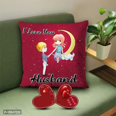 AWANI TRENDS Valentines Gift for Husband/Boyfriend| Marriage Combo | Surprise Gift Hamper - I Love You Husband Quoted Cushion Cover with Filler and Greeting Card-thumb0
