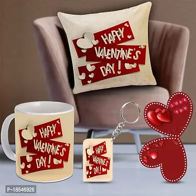 AWANI TRENDS Valentine Day Gift for Girlfriend Wife Husband Boyfriend Birthday Gift Anniversarry Gift Combo Coffee and Keychain Cushion Cover (16x16 inch) and Greeting Card 40