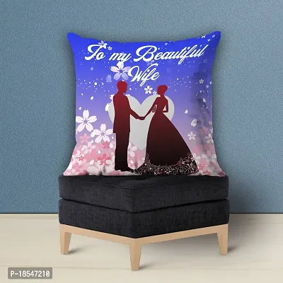 AWANI TRENDS Valentines Gift for Wife/Girlfriend Combo | Gift Hamper- to My Beautiful Wife Printed Cushion Cover with Microfiber Filler (16 * 16 Inch)