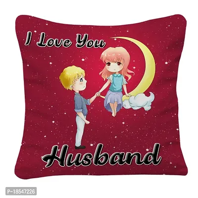 AWANI TRENDS Valentines Gift for Husband/Boyfriend| Marriage Combo | Surprise Gift Hamper - I Love You Husband Quoted Cushion Cover with Filler and Greeting Card-thumb2