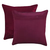 AWANI TRENDS Cushion Covers|Sofa Cushion Sofa Pillows for Home Decor Soft Velvet Fabric Cushion Cover Set of 5(16 x 16 Inch) (Red)-thumb1