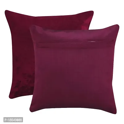 AWANI TRENDS Cushion Covers|Sofa Cushion Sofa Pillows for Home Decor Soft Velvet Fabric Cushion Cover Set of 5(16 x 16 Inch) (Red)-thumb2