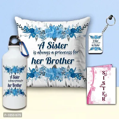 AWANI TRENDS Sweet Gifts for Sister | Unique Gift Combo for Best Sister | Sister Gift Hamper | Gift for Birthday | Combo Gift with Quoted Cushion, Sipper/Water Bottle, Greeting Card  Keychain