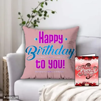 AWANI TRENDS Unique Birthday Gift Combo | Beautiful Birthday Gift Pack for Lovely Wife | Gift Set For Birthday Special | Happy Birthday Greeting Card with Cushion Cover  Microfiber Filler (30*30 cm)-thumb0