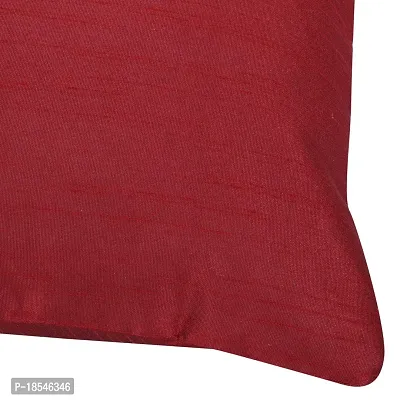 AWANI TRENDS Silk Plain Sofa Cushion Covers (16 X16 Inch) for Decoration Bedroom, Living Room, Office - RED (Set of 5)-thumb5