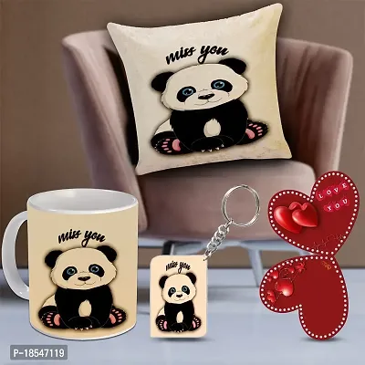 AWANI TRENDS Valentine Day Gift for Girlfriend Wife Husband Boyfriend Birthday Gift Anniversarry Gift Combo Coffee and Keychain Cushion Cover (16x16 inch) and Greeting Card 45