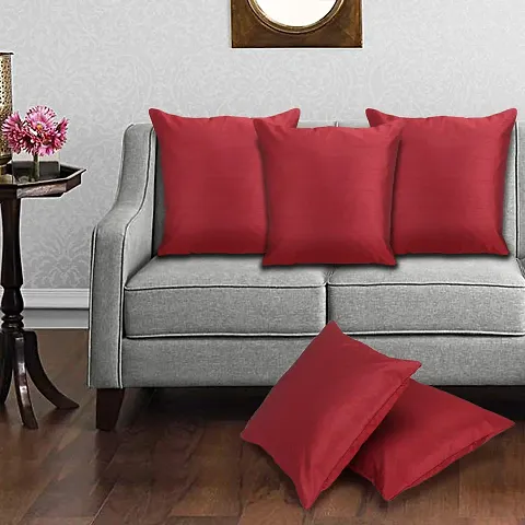 AWANI TRENDS Silk Plain Sofa Cushion Covers (16 X16 Inch) for Decoration Bedroom, Living Room, Office