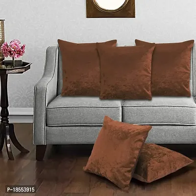 AWANI TRENDS Cushion Covers|Sofa Cushion Sofa Pillows for Home Decor Soft Velvet Fabric Cushion Cover Set of 5(16 x 16 Inch) (Rust)