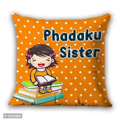 AWANI TRENDS Padhaku Sister - Quoted Cushion Cover with Microfiber Filler (12 * 12 Inch) | Birthday Rakhi Rakshabandhan Bhaidooj Return Gift for Sister-thumb2