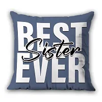 AWANI TRENDS Best Sister Ever - Quoted Cushion Cover with Microfiber Filler (12 * 12 Inch) | Gift for Cutest Little Sister |Printed Cushion Cover Gift for Sister-thumb1