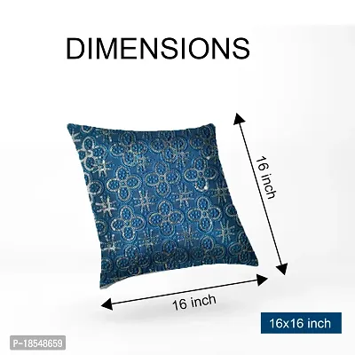 AWANI TRENDS Shining Cushion Covers Set Sofa Cushion for Home  Office Decoration Soft Fabric Cushion Cover Set of 5 (16 x 16 Inch) Blue.-thumb5