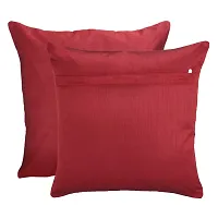 AWANI TRENDS Silk Plain Sofa Cushion Covers (16 X16 Inch) for Decoration Bedroom, Living Room, Office - RED (Set of 5)-thumb1