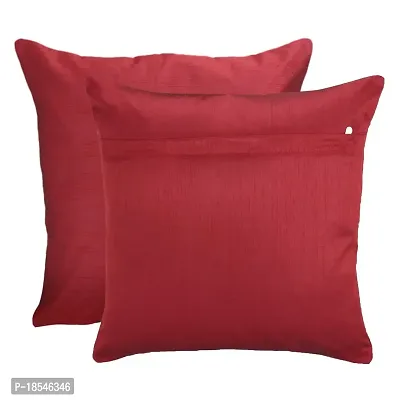 AWANI TRENDS Silk Plain Sofa Cushion Covers (16 X16 Inch) for Decoration Bedroom, Living Room, Office - RED (Set of 5)-thumb2
