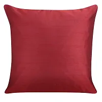 AWANI TRENDS Silk Plain Sofa Cushion Covers (16 X16 Inch) for Decoration Bedroom, Living Room, Office - RED (Set of 5)-thumb3