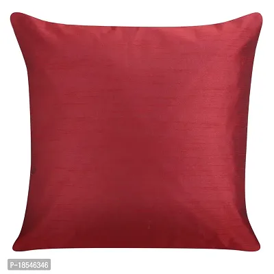 AWANI TRENDS Silk Plain Sofa Cushion Covers (16 X16 Inch) for Decoration Bedroom, Living Room, Office - RED (Set of 5)-thumb4