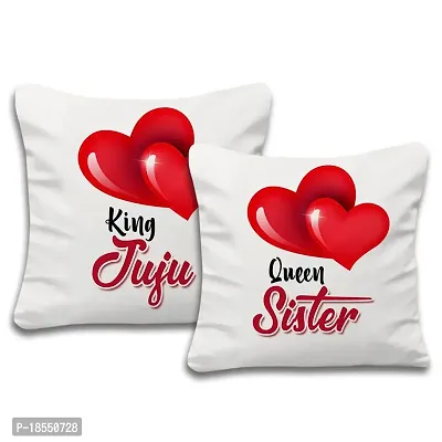 AWANI TRENDS Happy Marriage Anniversary Printed Cushion Cover with Microfiber Filler (12 * 12 Inch) | Love Gift for Valentine's Day or Birthday | Unique Wedding Gift for DII and Jiju (Pack of 2)-thumb0