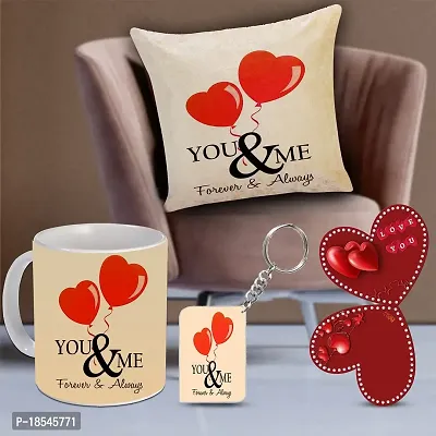 AWANI TRENDS Valentine Day Gift for Girlfriend Wife Husband Boyfriend Birthday Gift Anniversarry Gift Combo Coffee and Keychain Cushion Cover (16x16 inch) and Greeting Card 23-thumb0