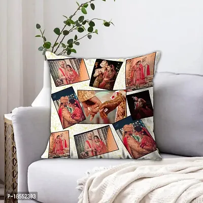 AWANI TRENDS Customized Cushion | 9 Photos Personalized Cushion Cover with Microfiber Filler (12 * 12 Inch) for Birthday Anniversary Karwa Chauth or Any Special Day