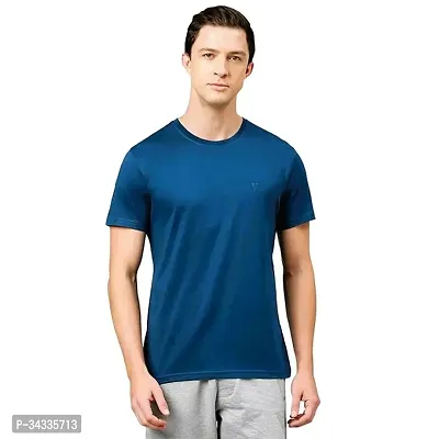 Stylish Polyester Blue Tees For Men-thumb0