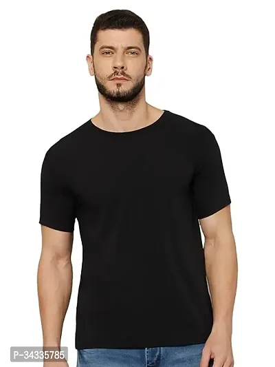 Stylish Polyester Black Tees For Men-thumb0