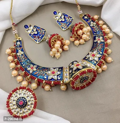 Gold Plated Traditional Fashion Jewellery Set with Earring for Women Girls