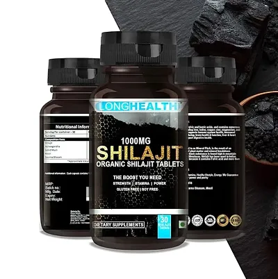 LongHealth Shilajit Pure Himalayan Organic Shilajit Capsules - Natural Shilajit Rich in 85+ Trace Minerals Complex  Fulvic Acid, Gold Grade Himalayan Pure Shilajit for Energy, 30 Tablets