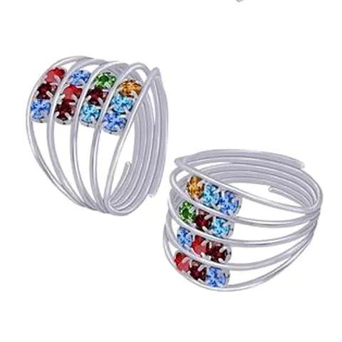 NM CREATION Stylish Leg Finger Ring Adjustable Multicolor Toe Ring Alloy Silver Plated Toe Ring