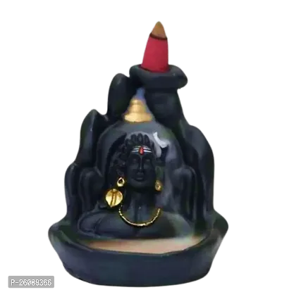 Handcrafted Lord Adiyogi, Mahadev, Shiv Adi Shankara | Backflow Cone Incense Holder | Shiv Decorative Showpiece with 51 Smoke Backflow Incense Cone-thumb0