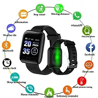 Smart Watches ID116 Bluetooth Smartwatch Wireless Fitness Band for Boys, Girls, Men, Women  Kids (Black)-thumb1