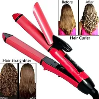 2 In 1 Hair Straightener And Curler With Ceramic Plate (Pink)-thumb3