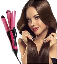 2 In 1 Hair Straightener And Curler With Ceramic Plate (Pink)-thumb4