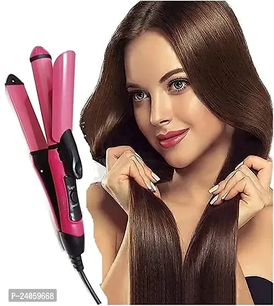 2 In 1 Hair Straightener And Curler With Ceramic Plate (Pink)-thumb5