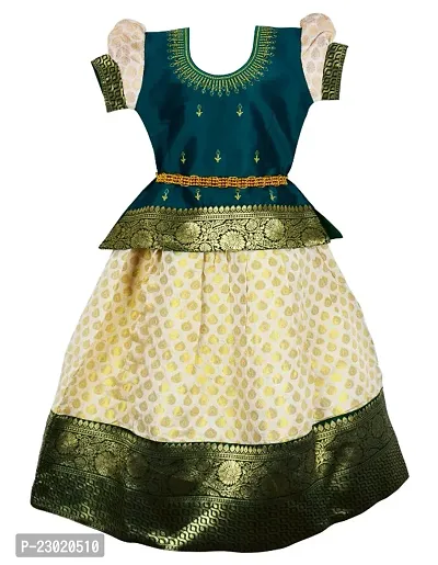 Classic Silk Jacquard Lehenga Cholis for Kids Girls-thumb0