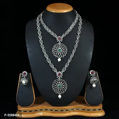 Stylish Choker Design Silver Jewellery Set For Women