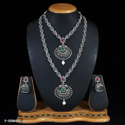 Stylish Choker Design Silver Jewellery Set For Women-thumb0