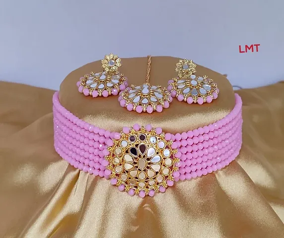 Party wear mirror jewellery set for women