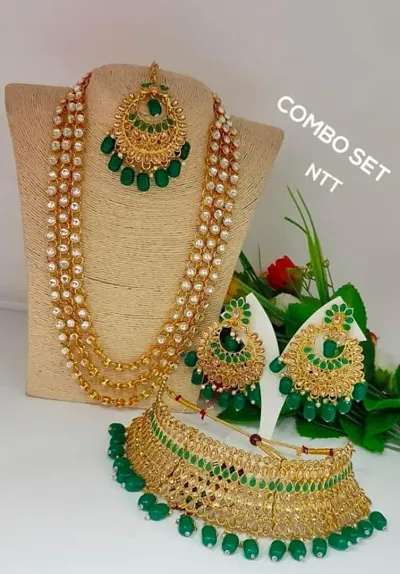 Traditional Alloy Necklace With Earrings Jewellery Set Combo For Women