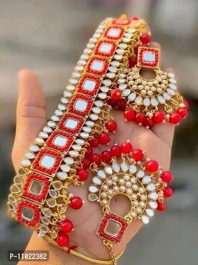 Elegant Mirror Choker Jewellery Set For Women