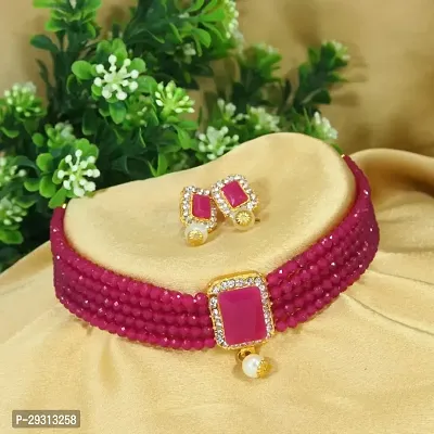 Stylish Magenta Alloy  Jewellery Set For Women-thumb0