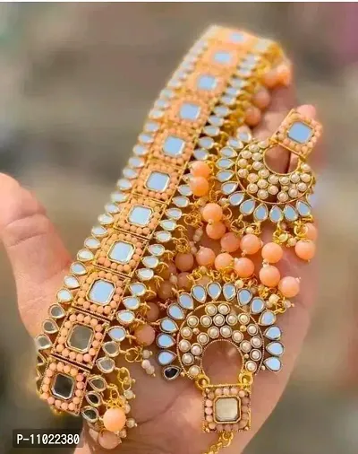 Elegant Mirror Choker Jewellery Set For Women