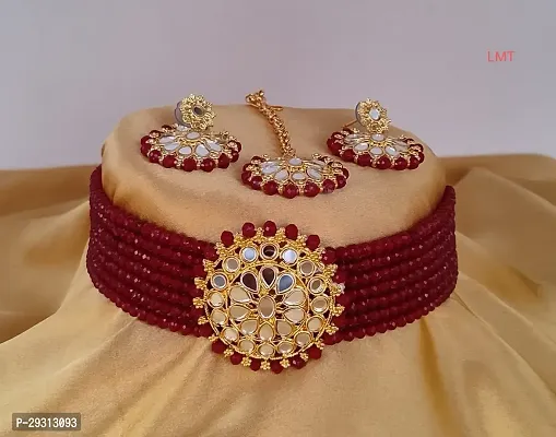 Stylish Maroon Alloy  Jewellery Set For Women-thumb0