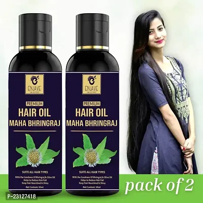 Enjave Maha Bhringranj Hair Oil For Hair Growth  Hairfall (50 ml)  |Maha Bhringranj Hair Oil| Hair Oil For Hair Growth| Hair Oil For Hairfall | Hair Oil For Dandruff Control| Pack of 2-thumb0