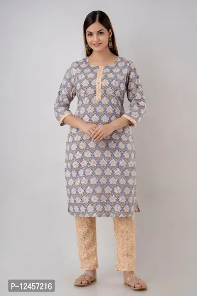 Women Kurta and Pant Set Pure Cotton-thumb0