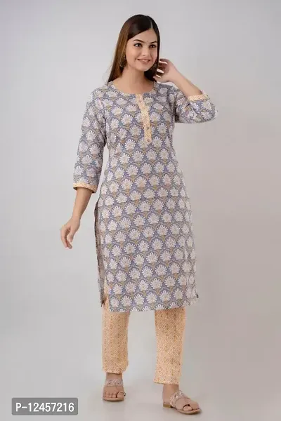 Women Kurta and Pant Set Pure Cotton-thumb4