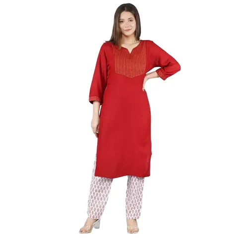 Stylish Viscose Rayon Straight Printed Kurta with Bottom Set