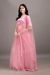 EMZO Women's Satin Solid Half Sleeve Semi-Stitched Lehenga, Choli  Dupatta Set - Size : Free Size [EMZ-1029-Baby Pink]-thumb1