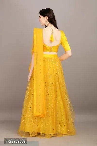 Stylish Yellow Satin  Lehenga Choli Set For Women-thumb3